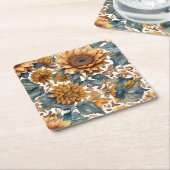 Tanzendes Sonnenblumen-Musterdesign Rechteckiger Pappuntersetzer (angewinkelt)