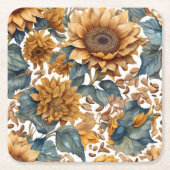Tanzendes Sonnenblumen-Musterdesign Rechteckiger Pappuntersetzer (Vorderseite)