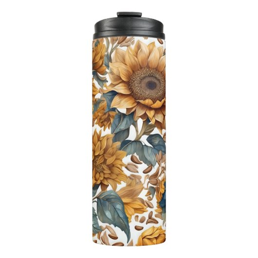 Tanzendes Sonnenblumen-Musterdesign Thermosbecher (Vorderseite)