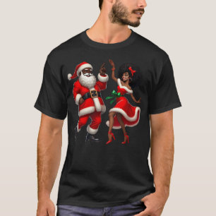 Tanzendes Weihnachtsmann-Paar African American Chr T-Shirt