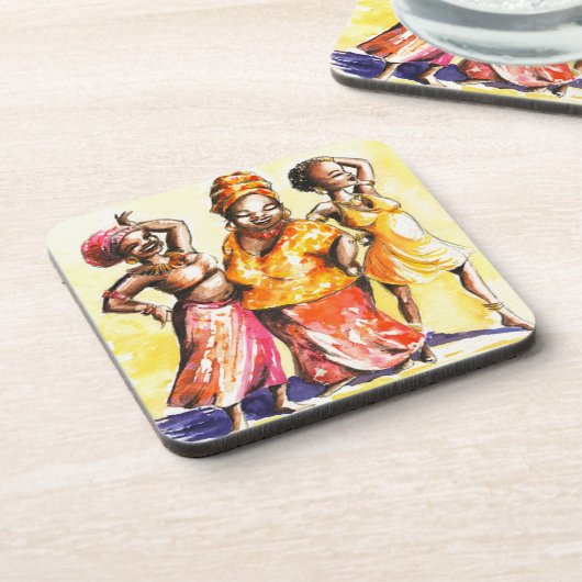 Tanzenfrauen Getränkeuntersetzer (Linke Seite)