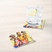 Tanzenfrauen Rechteckiger Pappuntersetzer (Vor Ort)