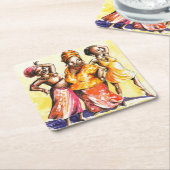 Tanzenfrauen Rechteckiger Pappuntersetzer (angewinkelt)