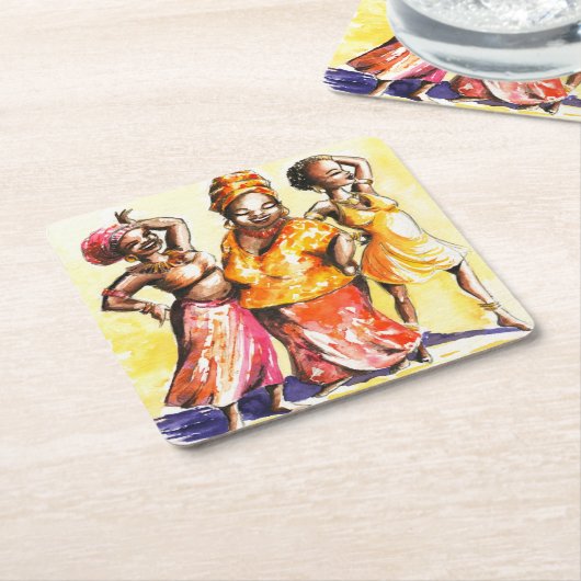 Tanzenfrauen Rechteckiger Pappuntersetzer (angewinkelt)