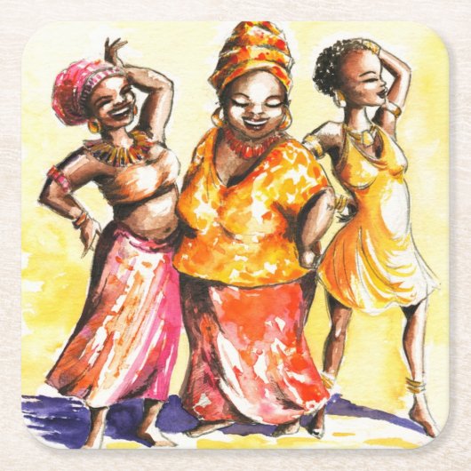 Tanzenfrauen Rechteckiger Pappuntersetzer (Vorderseite)