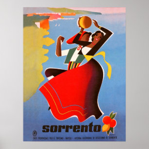 Tanzenmädchen von Sorrent, Italien, Vintage Reise Poster