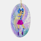 Tanzenmodeillustration mit dem hellen blauen Haar Keramik Ornament (Rechts)