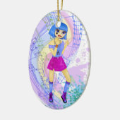 Tanzenmodeillustration mit dem hellen blauen Haar Keramik Ornament (Links)