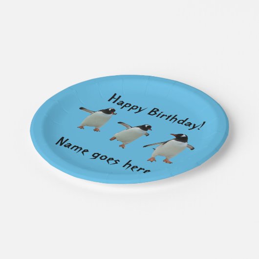 Tanzenpenguin-Party-Platte Pappteller (Schrägansicht)