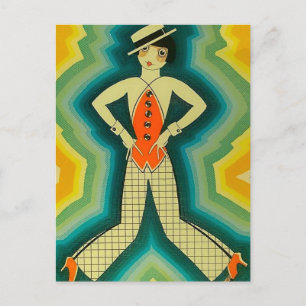 „Tänzer“ Art Deco Cover von Jose Carlos Postkarte