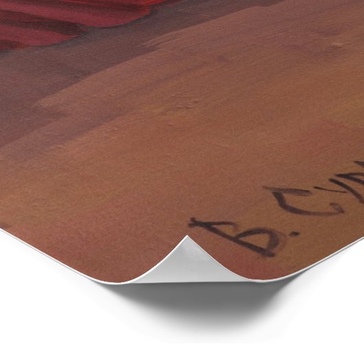 Tänzer auf dunkelrot poster (Ecke)