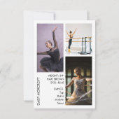 Tänzer Casting Foto Portfolio Comp Card Karte (Rückseite)