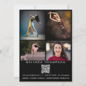 Tänzer Choreograf Comp Card 5 Foto QR Code Einladung (Rückseite)