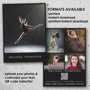Tänzer Choreograf Comp Card 5 Foto QR Code Einladung