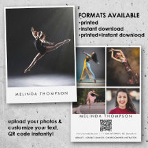 Tänzer Choreograf Comp Card 5 Foto QR Code