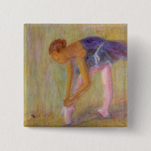 Tänzer, der ihre Ballett-Schuhe, Knopf bindet Button (Vorderseite)