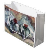 Tänzer, die ihre Schuhe binden, Edgar Degas Große Geschenktüte (Vorderseite Schrägansicht)