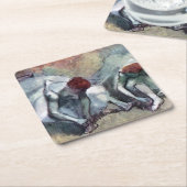 Tänzer, die ihre Schuhe binden, Edgar Degas Rechteckiger Pappuntersetzer (angewinkelt)