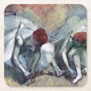 Tänzer, die ihre Schuhe binden, Edgar Degas Rechteckiger Pappuntersetzer