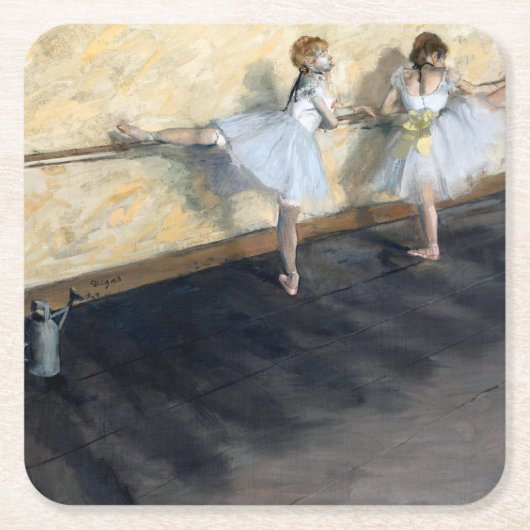 Tänzer, die im Barre spielen, Edgar Degas Rechteckiger Pappuntersetzer (Vorderseite)