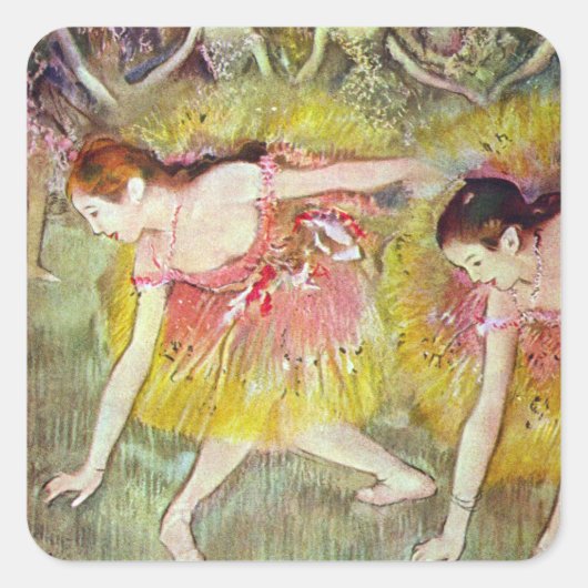Tänzer, die von Edgar Degas heruntergehen, Ballett Quadratischer Aufkleber (Vorderseite)