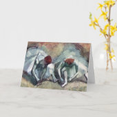 Tänzer, die von Edgar Degas ihre Schuhe schnappen Karte (Gelbe Blume)