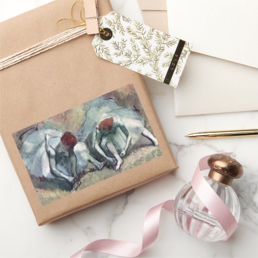 Tänzer, die von Edgar Degas ihre Schuhe schnappen Rechteckiger Aufkleber (Schenken)