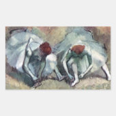 Tänzer, die von Edgar Degas ihre Schuhe schnappen Rechteckiger Aufkleber (Vorderseite)