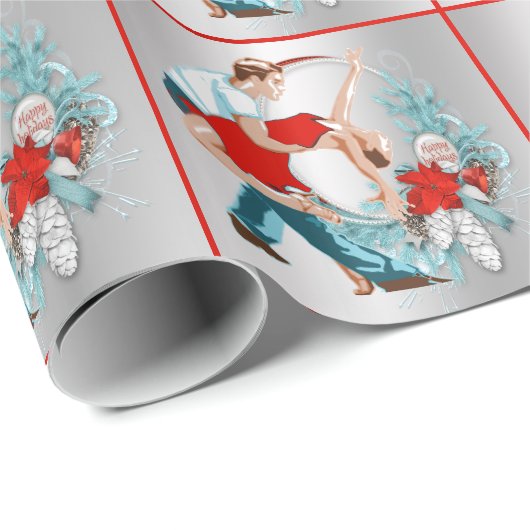 Tänzer-frohe Feiertage Weihnachten Geschenkpapier (Rolleneckpunkt)