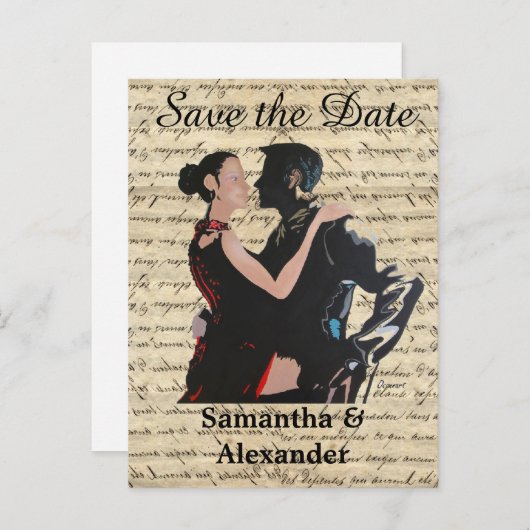 Tänzer im Ballsaal Save the Date Ankündigungspostkarte (Vorne/Hinten)