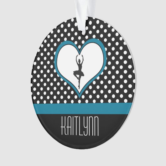 Tänzer im blauen Herzen - Schwarzweiss-Tupfen Ornament (Vorderseite)