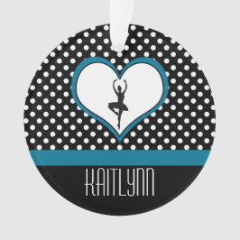 Tänzer im blauen Herzen - Schwarzweiss-Tupfen Ornament