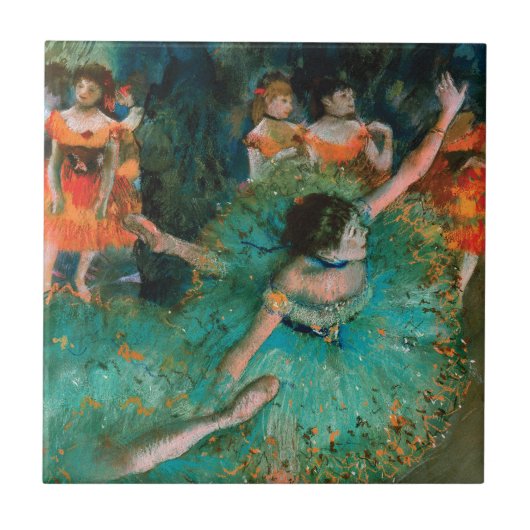 Tänzer im Grün durch Edgar Degas Fliese (Vorderseite)