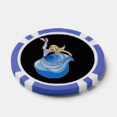 Tänzer in blauem Kleid auf schwarz Pokerchips (Einzeln)