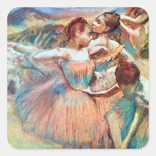 Tänzer in einer Landschaft von Edgar Degas Quadratischer Aufkleber (Vorderseite)