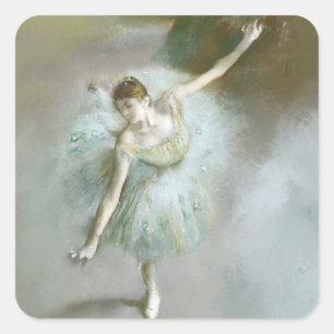 Tänzer in grünem Degas, Art Quadratischer Aufkleber