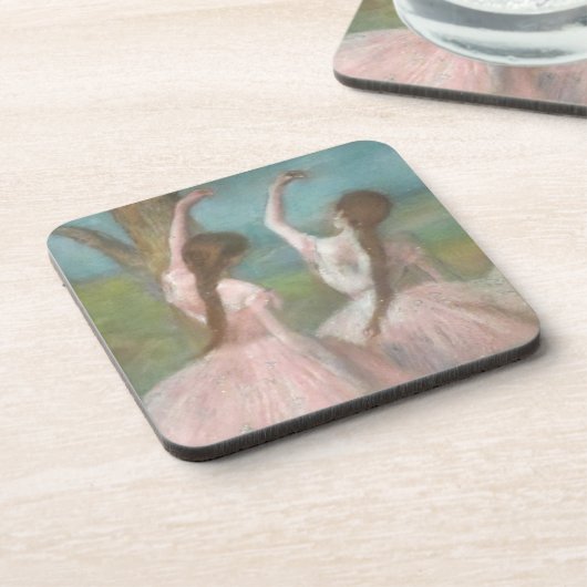 Tänzer in Pink Edgar Degas Getränkeuntersetzer (Linke Seite)