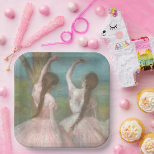 Tänzer in Pink Edgar Degas Pappteller