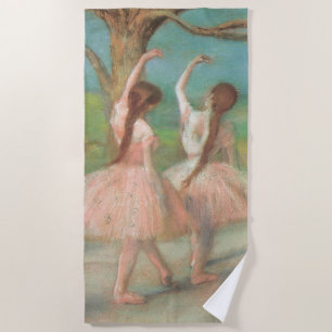 Tänzer in Rosa von Edgar Degas, Vintage Ballettkun Strandtuch