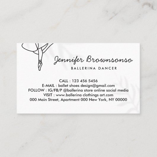 Tänzer mit Ballerina Shoes und Rock Visitenkarte (Rückseite)