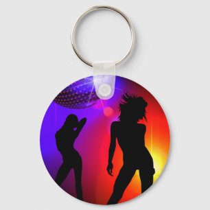 Tänzer mit Disco-Bal-Neonfarben Schlüsselgeschenk Schlüsselanhänger