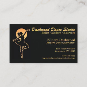 Tänzer mit Gold Light Dance Studio Instructor Visitenkarte
