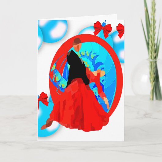 Tänzer mit Ornamenten und Bogen Weihnachten Karte (Vorderseite)