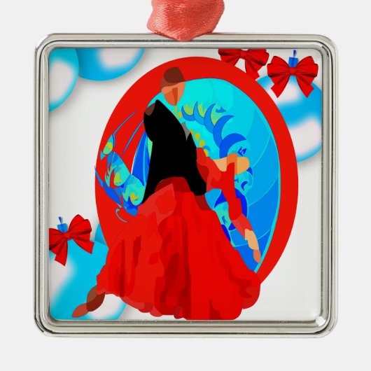 Tänzer mit Ornamenten und Bogen Weihnachten Ornament Aus Metall (Vorne)