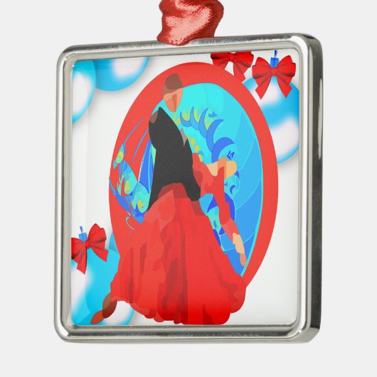 Tänzer mit Ornamenten und Bogen Weihnachten Ornament Aus Metall (Links)