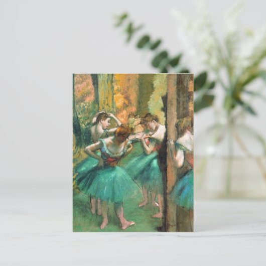 Tänzer Pink und Green Edgar Degas Postkarte (Stehend Vorderseite)