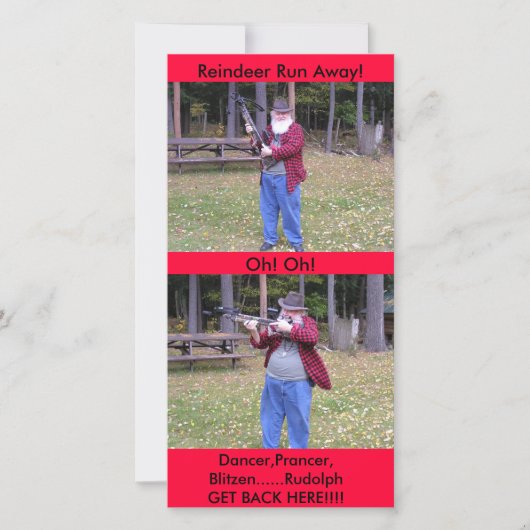 Tänzer, Prancer, Blitzen Feiertagskarte (Vorderseite)
