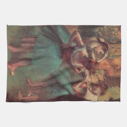 Tänzer, Rosa und Grün von Edgar Degas Geschirrtuch (Horizontal)
