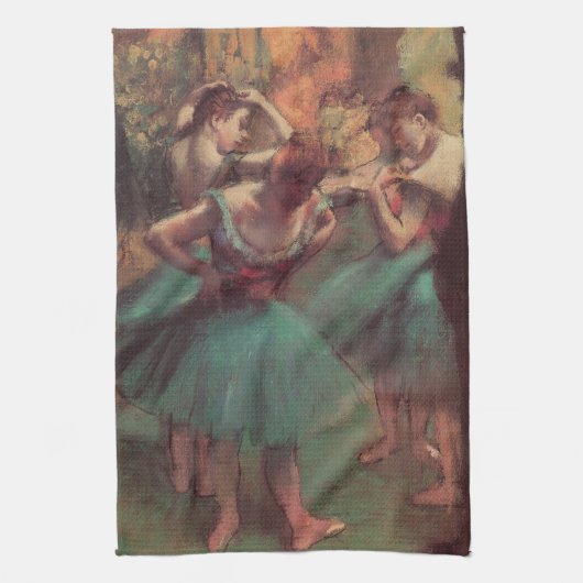 Tänzer, Rosa und Grün von Edgar Degas Geschirrtuch (Vertikal)