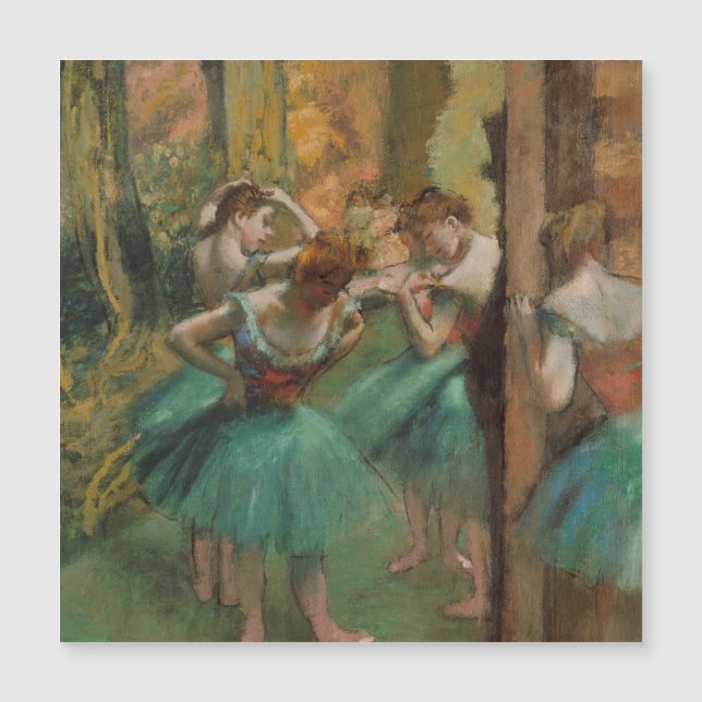 Tänzer, rosa und grüne Edgar Degas Magnetkarte (Vorderseite)
